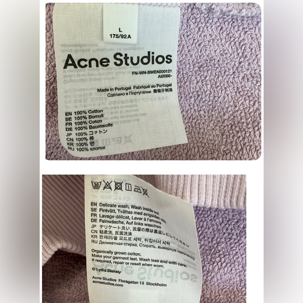 Acne Studios Dog Patch French Terry Hoodie Pullover Lilac Size Large - Picture 15 of 15
